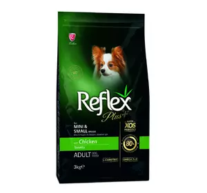 Повноцінний та збалансований сухий корм для собак малих порід з куркою Reflex Plus 3 кг