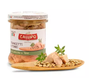Тунець з сочевицею та свіжим чебрецем в оливковій олії шматочками Callipo 170 г