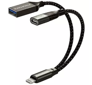 Адаптер Promate OTGLink-i Lightning to USB-C/USB-A Black (otglink-i.black)