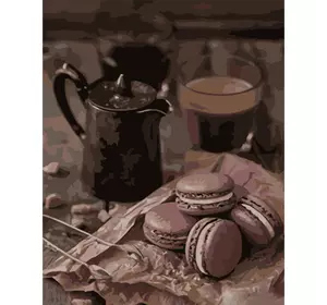 Картина за номерами Strateg Преміум Макаруни до кави розміром 40х50 см (DY337)