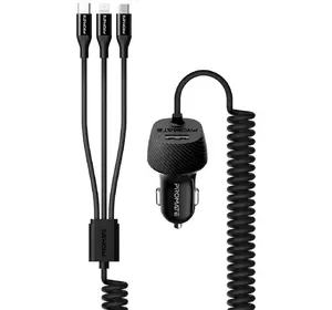 Автомобільний зарядний пристрій Promate Voltrip-Duo 17Вт 2 USB + Multi-Connector Black (voltrip-uni.black)