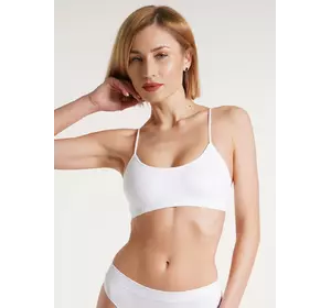 Бюстгальтер-топ у рубчик GIULIA безшовний на тонких бретелях CAMI TOP RIB (white-S/M)