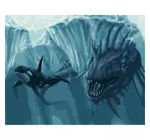Картина за номерами Strateg Преміум Підводне чудовисько розміром 40х50 см (DY203)