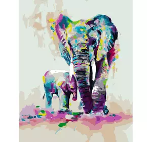 Картина за номерами Strateg Преміум Слоненя з мамою розміром 40х50 см (GS077)