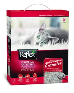 Бентонітовий наповнювач для котів з гранулами активного карбону Reflex 6 л