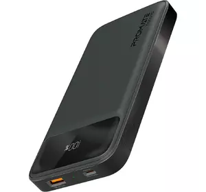 УМБ Promate Torq-10 10000 mAh, USB-C PD, USB-А QC3.0 Black (torq-10.black)