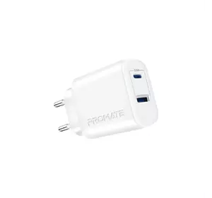 Мережевий зарядний пристрій Promate BiPlug-2 17Вт USB-C+USB-A White