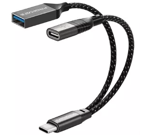 Адаптер Promate OTGLink-C USB-C to USB-C/USB-A Black (otglink-c.black)