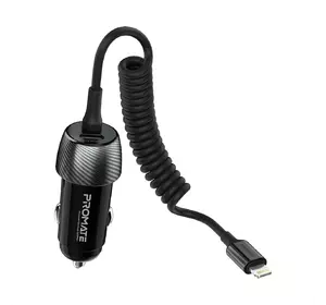 Автомобільний зарядний пристрій Promate PowerDrive-33PDI, 33 Вт, USB-C порт + Lightning кабель Black (powerdrive-33pdi.black)