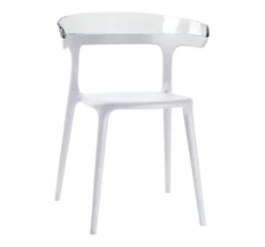 Крісло Papatya Luna біле сидіння, верх прозоро-чистий