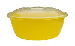 Миска пластикова Ягідка 9 л Жовта з прозоро-білою кришкою Plastic's Craft