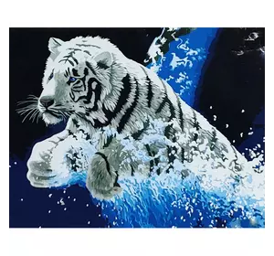 Картина за номерами Strateg Преміум Білий тигр розміром 40х50 см (GS045)