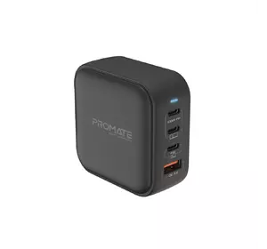 Мережевий зарядний пристрій Promate GaNPort4-100PD 100 Вт 3хUSB-C+USB-A Black (ganport4-100pd.black)