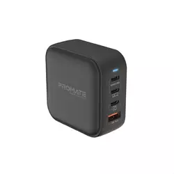 Мережевий зарядний пристрій Promate GaNPort4-100PD 100 Вт 3хUSB-C+USB-A Black (ganport4-100pd.black)