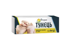 Тунець шматочками в олії Домашні продукти 3 шт×80 г