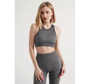 Спортивний топ у рубчик GIULIA HALTER TOP RIB MELANGE (black-L/XL)