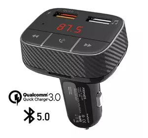 Bluetooth FM-трансмітер Promate SmarTune-2+ Bluetooth 5.0 USB QC 3.0 AUX/SD/USB Black (smartune-2+.black)