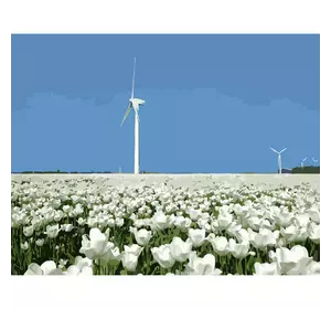 Картина за номерами Strateg Преміум Вітрильник у полі квітів розміром 40х50 см (DY089)