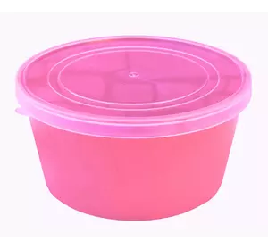 Контейнер харчовий круглий 2.5 л «Plastic's Craft» Рожевий/прозоро-білий