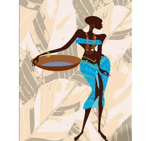 Картина за номерами Strateg ПРЕМІУМ Африканська культура з лаком та з рівнем розміром 40х50 см (DY431)