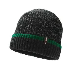 Шапка водонепроникна Dexshell Cuffed Beanie, р-р L/XL (58-60 см) чорна з зеленою смугою