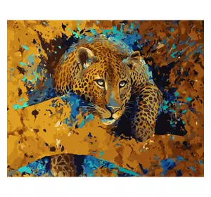 Картина за номерами Strateg Преміум Втомлений леопард розміром 40х50 см (GS1008)