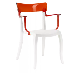 Крісло Papatya Hera-K біле сидіння, верх прозоро-червоний