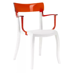 Крісло Papatya Hera-K біле сидіння, верх прозоро-червоний