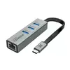 USB-C хаб 4-в-1 Promate GigaHub-C 3xUSB 3.0/RJ45 Grey (gigahub-c.grey)