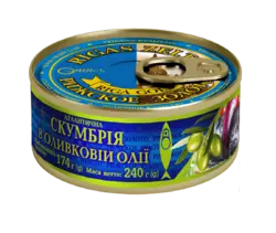 Скумбрія атлантична в оливковій олії Ризьке золото 240 г