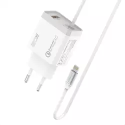 Мережевий зарядний пристрій Promate iCharge-PDQC3 20Вт PD Lightning connector+USB QC3.0 White (icharge-pdqc3.white)