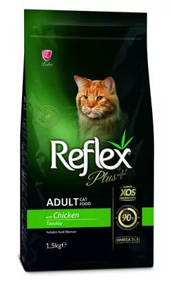 Повноцінний та збалансований сухий корм для котів з куркою Reflex Plus 1,5 кг