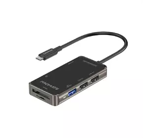 USB-C хаб 7-в-1 Promate PrimeHub-Lite HDMI/USB-C/USB 3.0/2xUSB 2.0/SD/MicroSD Grey (primehub-lite.grey)