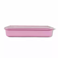 Контейнер харчовий прямокутний 0.5 л «Plastic's Craft» Рожевий/прозоро-білий