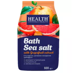 Сіль морська натуральна для ванни ароматизована з екстрактом "Грейпфрута" Crystals Health 600 г