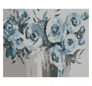 Картина за номерами Strateg Преміум Блакитні квіти розміром 40х50 см (GS1043)