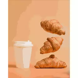 Картина за номерами Strateg Преміум Круасани та кава з собою розміром 40х50 см (DY336)