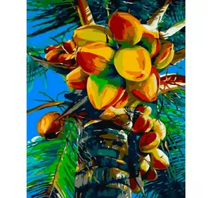 Картина за номерами Strateg Преміум Зелений кокос розміром 40х50 см (GS719)