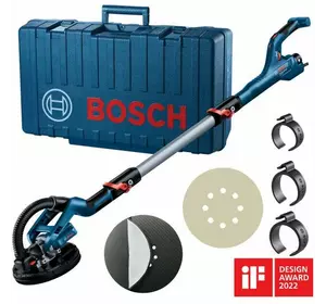 Вакуумна шліфувальна машина (жираф) по гіпсокартону Bosch Professional GTR 550, 550 Вт, 1.1-2.3 м, Constant speed, набір тарілок та шліф.аркушів, валіза (06017D4020)