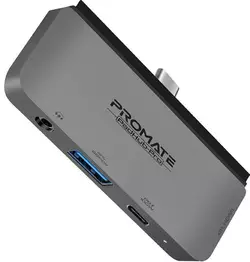 USB-C хаб 4-в-1 Promate PadHub-Pro USB-C PD/HDMI/USB 3.0/3.5 мм AUX Grey (padhub-pro.grey)