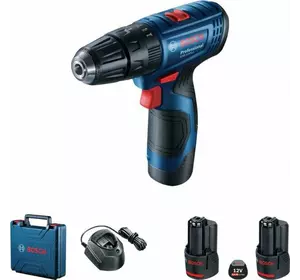 Акумуляторний ударний дриль-шурупокрут Bosch Professional GSB 120-Li в кейсі з 2 акб GBA 12V 2.0 Ah та з/п GAL 1210 CV