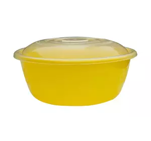 Миска пластикова Ягідка 6 л Жовта з прозоро-білою кришкою Plastic's Craft