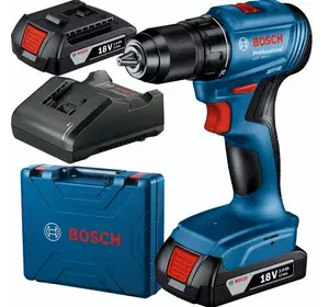 Безщітковий акумуляторний дриль-шурупокрут Bosch GSR 185-LI Professional із 2 акб GBA 18V 2.0Ah і з/п GAL 18V-20 у кейсі