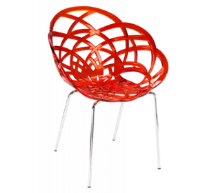 Крісло Papatya Flora-ML прозоро-червоне сидіння, ніжки хром