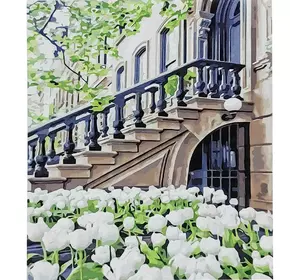 Картина за номерами Strateg Преміум Білі тюльпани з лаком розміром 30х40 см (SS-6614)