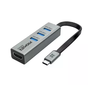 USB-C хаб 4-в-1 Promate MediaHub-C3 HDMI/3xUSB 3.0 Grey (mediahub-c3.grey)