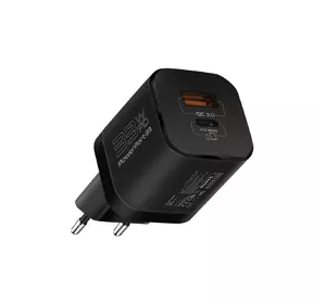 Мережевий зарядний пристрій Promate PowerPort-33 Вт USB-C+USB-A Black (powerport-33.black)