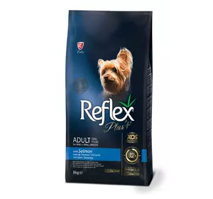 Повноцінний та збалансований сухий корм для собак малих порід з лососем Reflex Plus 8 кг